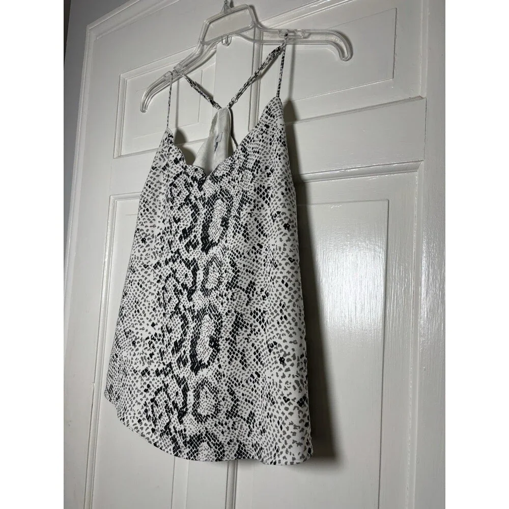 J. Crew Top Womens 8 Black Snake Print Scalloped Halter Tank Adjustable Strap